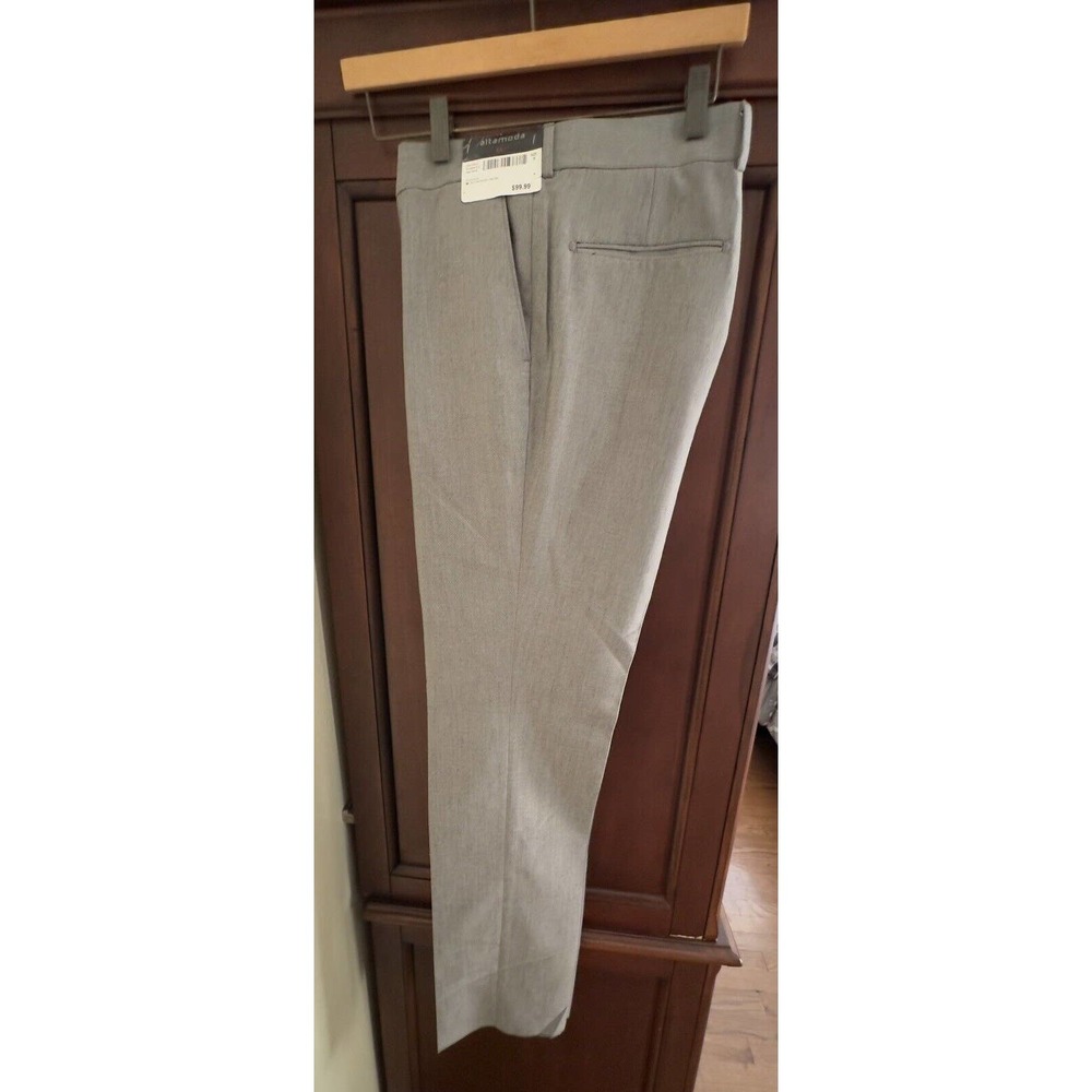 NEW Alta Moda Men's Wearhouse‎ Flat Front Pant UNHEMMED 36 $99 Gray Open Bottom